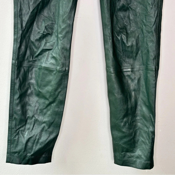 Lafayette 148 New York Spruce Green Mercer Skinny‎ Leg Leather Pants Size 8 - Picture 4 of 13